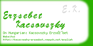 erzsebet kacsovszky business card